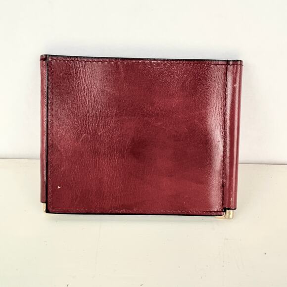 Vintage Bordeaux Leather Billfold Money Clip - Picture 1 of 8